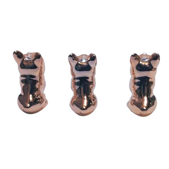 Lot Of 3 French Bulldog Christmas Ornaments-Ceramic-Rose Gold Finish - Picture 6 of 9